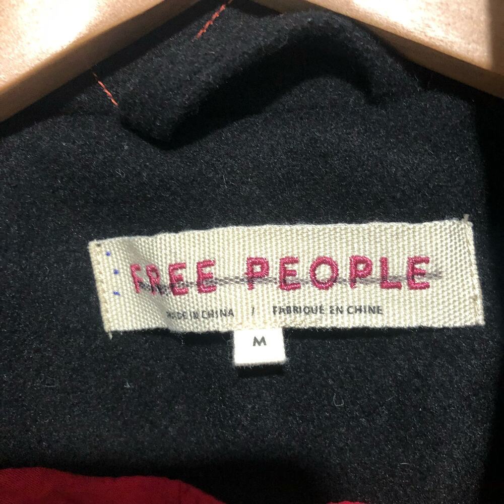 Free People Cecelia Peacoat Jacket Coat Button Front Buckle Detail Black Size M - Picture 6 of 15